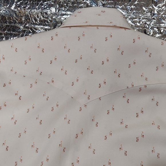 FREE SHIPPING VTG California Ranch Wear H Bar C Pattern Pearl Snap Western Shirt - Picture 6 of 6